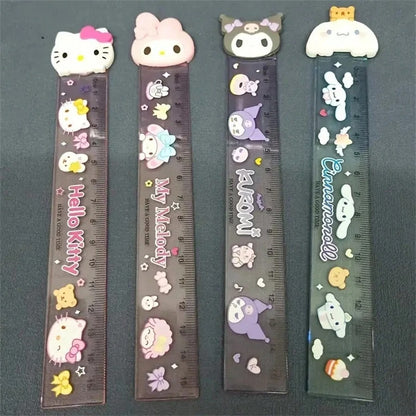 Segnalibro/Righello in silicone a forma di personaggio Sanrio Kulomi, testa di bambola, righello dritto carino e creativo, forniture scolastiche, per il ritorno a scuola