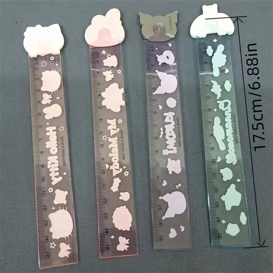 Segnalibro/Righello in silicone a forma di personaggio Sanrio Kulomi, testa di bambola, righello dritto carino e creativo, forniture scolastiche, per il ritorno a scuola
