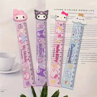 Righello in silicone a forma di personaggio Sanrio Kulomi, testa di bambola, righello dritto carino e creativo, forniture scolastiche, per il ritorno a scuola