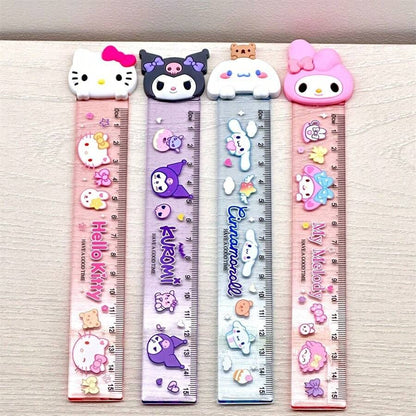 Segnalibro/Righello in silicone a forma di personaggio Sanrio Kulomi, testa di bambola, righello dritto carino e creativo, forniture scolastiche, per il ritorno a scuola