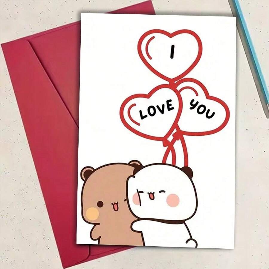 Cartolina di compleanno interessante, "Ti amo, mio Orso Dudu" da Bubu Cards, una carta di auguri creativa per famiglia, amici e colleghi, una cartolina di compleanno con busta, una cartolina di compleanno unica.
