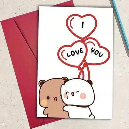 Cartolina di compleanno interessante, "Ti amo, mio Orso Dudu" da Bubu Cards, una carta di auguri creativa per famiglia, amici e colleghi, una cartolina di compleanno con busta, una cartolina di compleanno unica.
