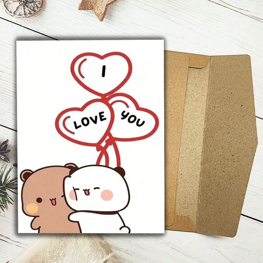 Cartolina di compleanno interessante, "Ti amo, mio Orso Dudu" da Bubu Cards, una carta di auguri creativa per famiglia, amici e colleghi, una cartolina di compleanno con busta, una cartolina di compleanno unica.