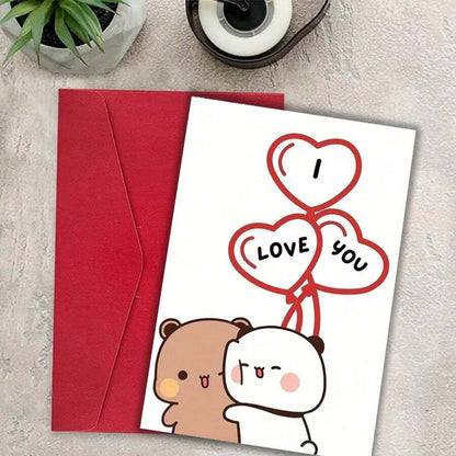 Cartolina di compleanno interessante, "Ti amo, mio Orso Dudu" da Bubu Cards, una carta di auguri creativa per famiglia, amici e colleghi, una cartolina di compleanno con busta, una cartolina di compleanno unica.