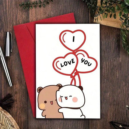 Cartolina di compleanno interessante, "Ti amo, mio Orso Dudu" da Bubu Cards, una carta di auguri creativa per famiglia, amici e colleghi, una cartolina di compleanno con busta, una cartolina di compleanno unica.