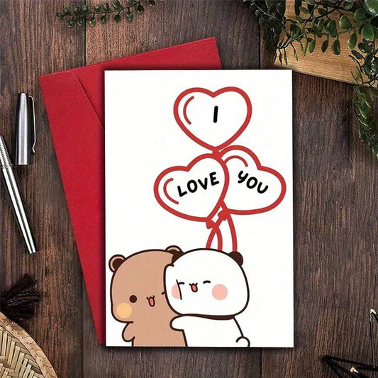 Cartolina di compleanno interessante, "Ti amo, mio Orso Dudu" da Bubu Cards, una carta di auguri creativa per famiglia, amici e colleghi, una cartolina di compleanno con busta, una cartolina di compleanno unica.