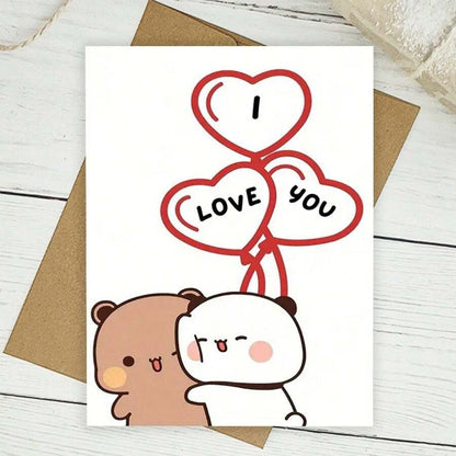 Cartolina di compleanno interessante, "Ti amo, mio Orso Dudu" da Bubu Cards, una carta di auguri creativa per famiglia, amici e colleghi, una cartolina di compleanno con busta, una cartolina di compleanno unica.