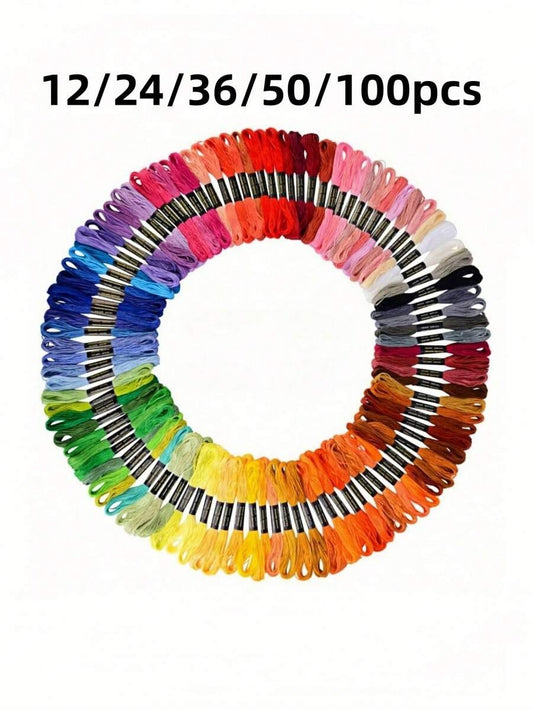 Set da 12/24/36/50/100 colori di fili colorati per ricamo, per braccialetti, per lavori artigianali in seta, filo per ricamo aromatico, set di filati per cucito e ricamo fai-da-te, per lavoretti creativi