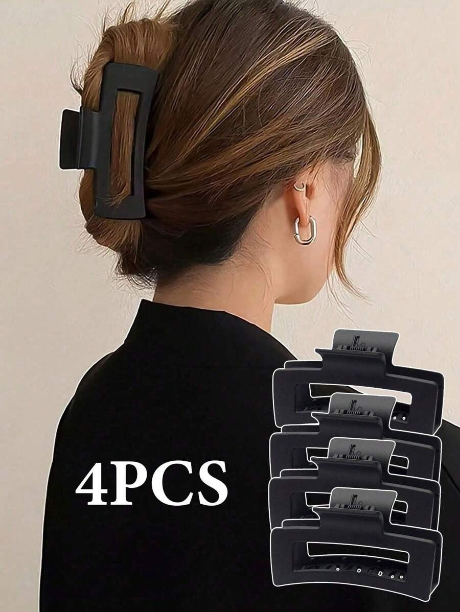 4/1 pezzo Fermagli per capelli quadrati neri per donne, adatti per uso quotidiano, doccia, acconciatura a chignon, feste casual, pendolarismo, vacanze, accessorio di moda minimalista