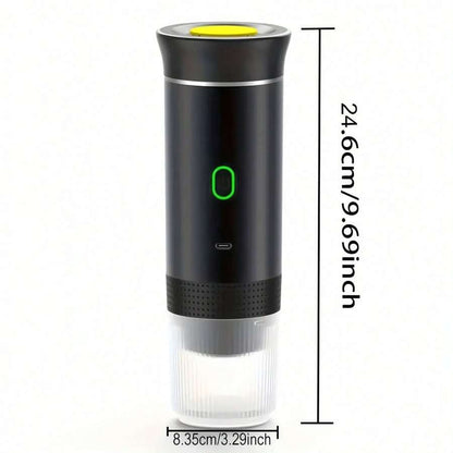 Macchina per caffè espresso elettrica portatile, macchina da caffè da campeggio, macchina da caffè per auto con funzione di auto-riscaldamento, interfaccia USB-C, adatta per macinare caffè e capsule NS, molto adatta per camper