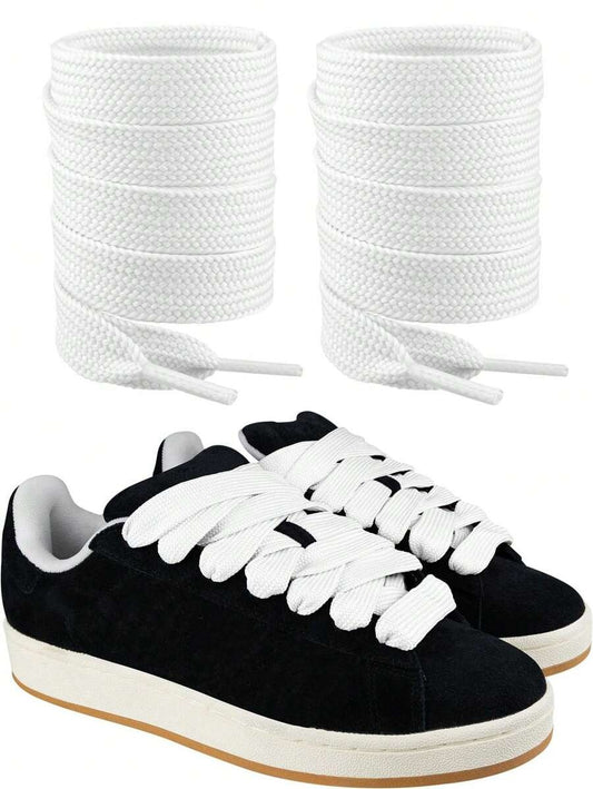 1 paio di lacci bianchi per scarpe, lacci per scarpe piatti spessi jumbo larghi 2 cm per campus, (120 cm/47,24 pollici) per scarpe da ginnastica, lacci per scarpe da uomo e da donna