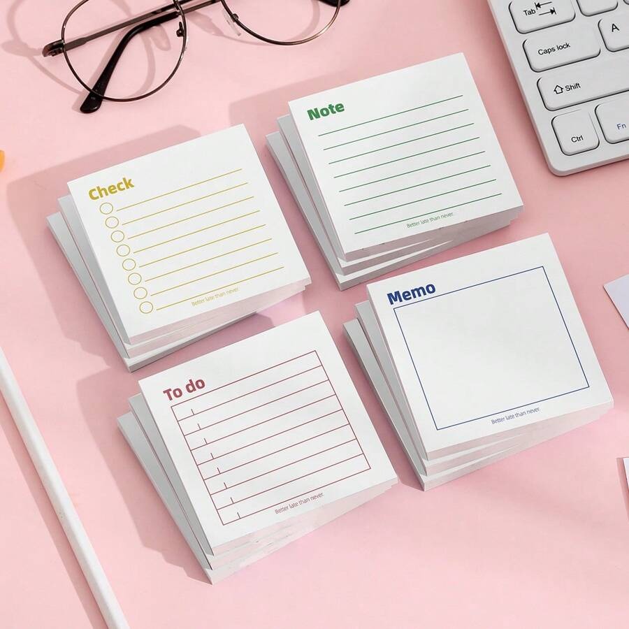 Note adesive per gestione del tempo e efficienza, 3"x3" - 50 fogli per blocchetto - Accessori da scrivania per scuola, ufficio e casa - Regalo ideale per insegnanti, donne e colleghi