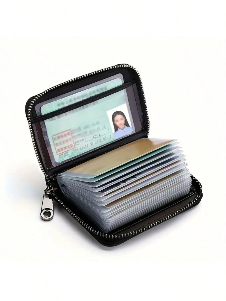 Porta carte , con cerniera neutra, capacità 22 carte, utilizzabile per banca, carte di credito, debito, biglietti da visita e ID, ottimo per il ritorno a scuola e forniture scolastiche