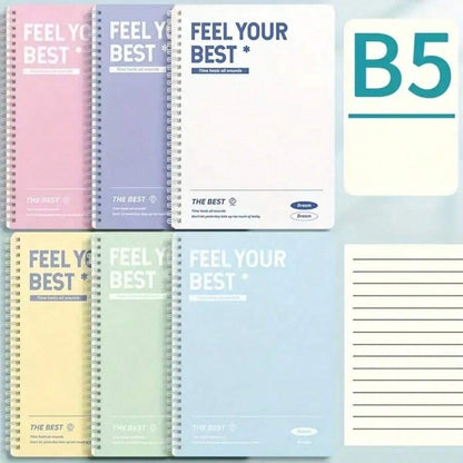 Quaderno a spirale, formato 1/6 di foglio 8.3" X 5.9" A5/B5, copertina in cartoncino, righe da 7mm, 6 colori, 60-120 pagine, per studiare e prendere appunti, diario, per il ritorno a scuola