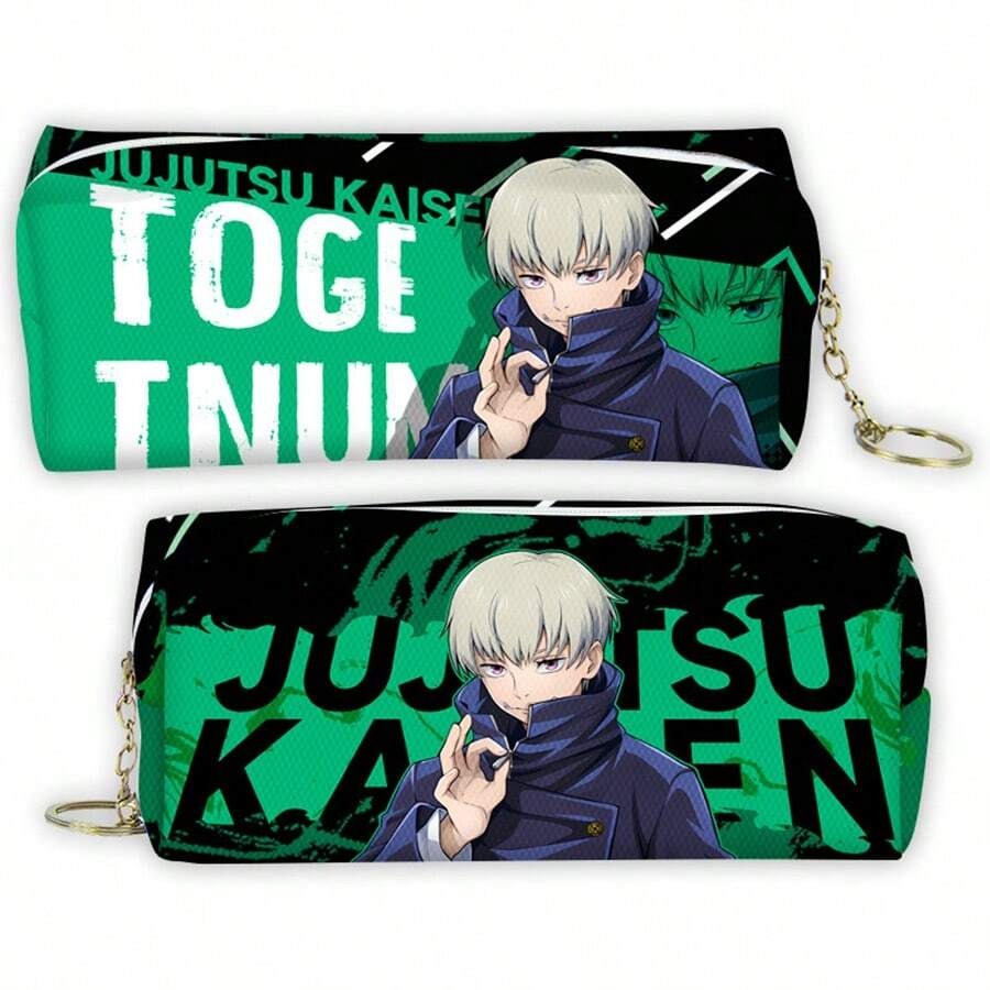 Jujutsu Kaisen 1 pezzo Borsa per cancelleria, astuccio, borsa per accessori 2D, portamonete, organizer da scrivania, ispirata all'anime Jujutsu Kaisen, per forniture scolastiche