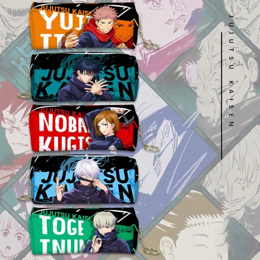 Jujutsu Kaisen 1 pezzo Borsa per cancelleria, astuccio, borsa per accessori 2D, portamonete, organizer da scrivania, ispirata all'anime Jujutsu Kaisen, per forniture scolastiche