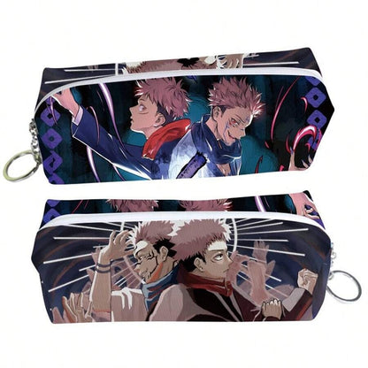 Jujutsu Kaisen 1 pezzo Borsa per cancelleria, astuccio, borsa per accessori 2D, portamonete, organizer da scrivania, ispirata all'anime Jujutsu Kaisen, per forniture scolastiche