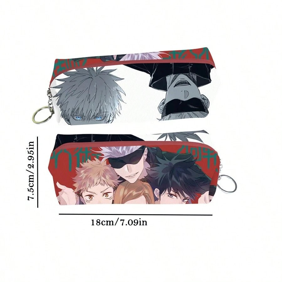 Jujutsu Kaisen 1 pezzo Borsa per cancelleria, astuccio, borsa per accessori 2D, portamonete, organizer da scrivania, ispirata all'anime Jujutsu Kaisen, per forniture scolastiche