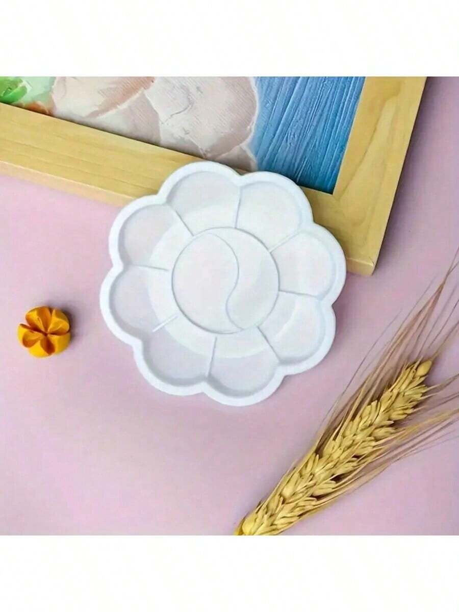 Mini tavolozza a forma di fiore in plastica - Vassoio per miscelazione di colori per acquerelli e pittura a guazzo, per il ritorno a scuola