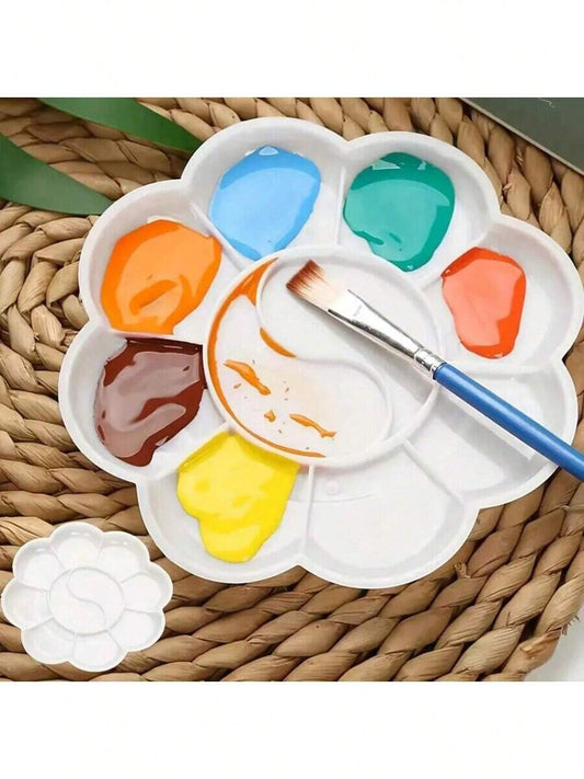 Mini tavolozza a forma di fiore in plastica - Vassoio per miscelazione di colori per acquerelli e pittura a guazzo, per il ritorno a scuola