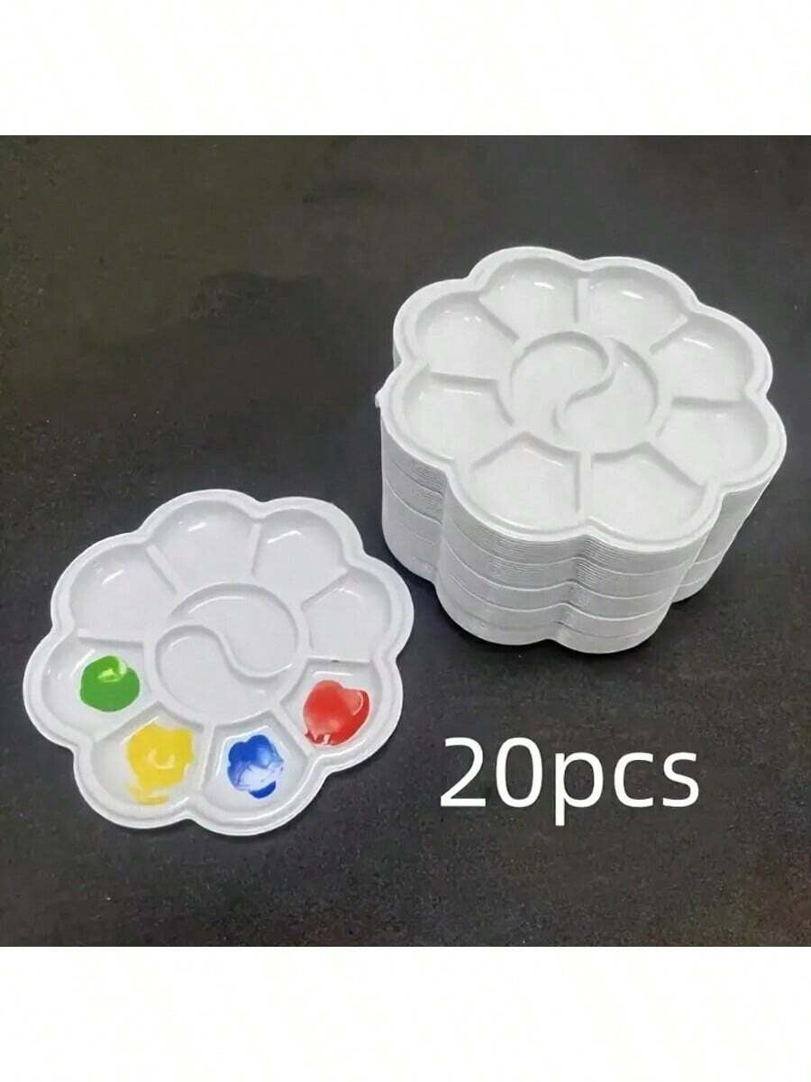 Mini tavolozza a forma di fiore in plastica - Vassoio per miscelazione di colori per acquerelli e pittura a guazzo, per il ritorno a scuola