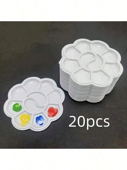 Mini tavolozza a forma di fiore in plastica - Vassoio per miscelazione di colori per acquerelli e pittura a guazzo, per il ritorno a scuola