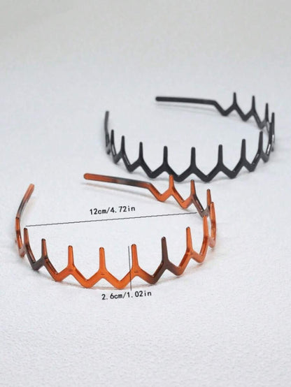 2 pezzi Cerchietto in stile semplice e alla moda con denti ondulati e antiscivolo, elegante, adatto per trucco, lavaggio e uso quotidiano