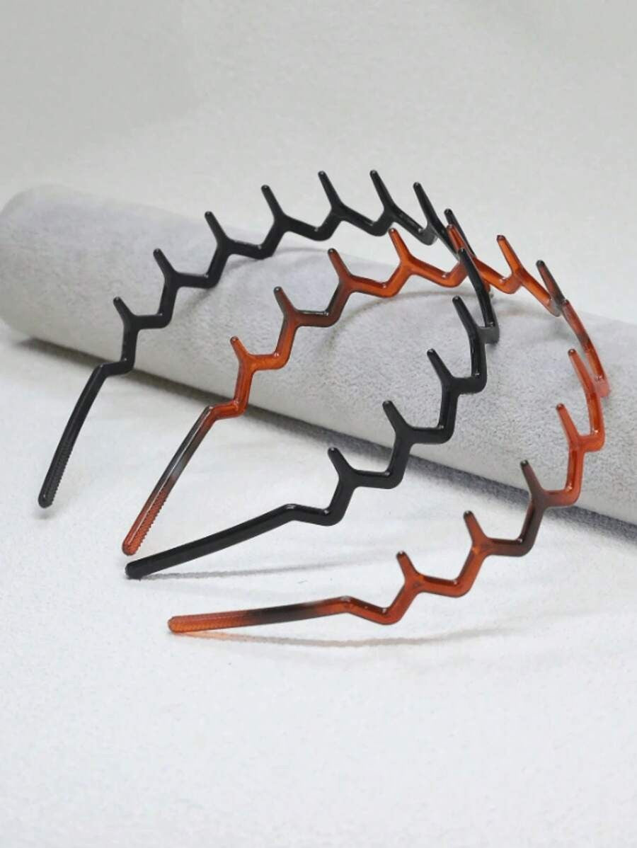 2 pezzi Cerchietto in stile semplice e alla moda con denti ondulati e antiscivolo, elegante, adatto per trucco, lavaggio e uso quotidiano