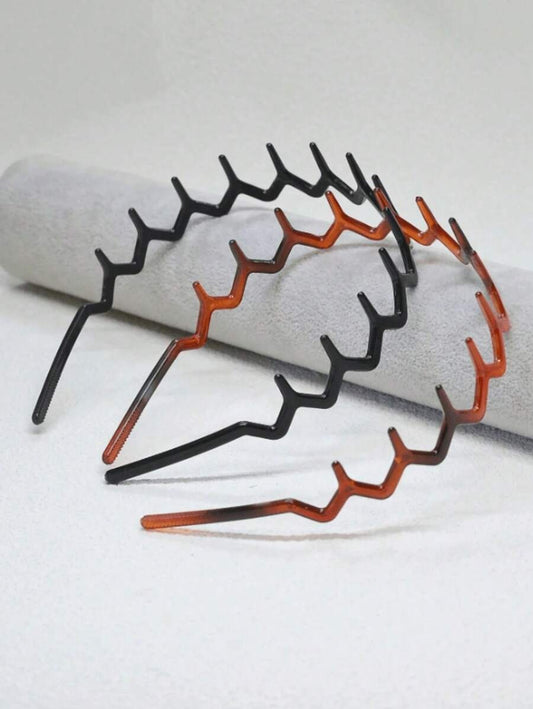 2 pezzi Cerchietto in stile semplice e alla moda con denti ondulati e antiscivolo, elegante, adatto per trucco, lavaggio e uso quotidiano