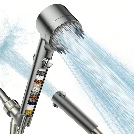 Soffione doccia portatile, flusso d'acqua ad alta pressione e modalità di spruzzo multiple, soffione doccia con filtro, pulizia potente per acqua dura, soffione doccia con interruttore ON/OFF