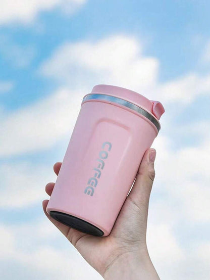 1 pezzo 380ml/510ml Tazza da viaggio isolata sottovuoto in acciaio inossidabile ermetica, design elegante, adatta per viaggi all'aperto, caffè, tè, latte, con coperchio