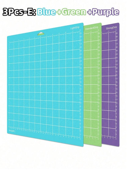 Set premium di 4 tappetini da taglio incisione di 12x12 pollici con 4 viscosità - Tappetini ad alta precisione antiscivolo per incisione laser, taglio vinile e artigianato, con superficie autorigenerante per proteggere i piani di lavoro