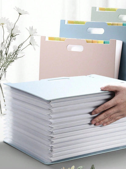 Cartella espandibile formato A4 - 13 tasche, organizer a fisarmonica per documenti, portatile e con impugnatura, multilivello, per studenti, documenti, elaborati, grande capacità, organizer da scrivania