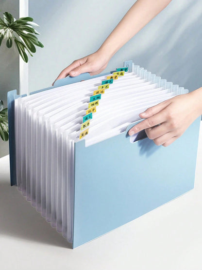 Cartella espandibile formato A4 - 13 tasche, organizer a fisarmonica per documenti, portatile e con impugnatura, multilivello, per studenti, documenti, elaborati, grande capacità, organizer da scrivania