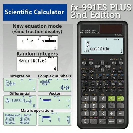Calcolatrice multifunzionale FX-991 ES PLUS - 417 funzioni, progettata appositamente per gli esami degli studenti, confezione economica, forniture scolastiche, ritorno a scuola