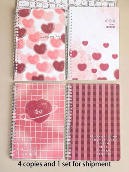 Set da 4 quaderni a spirale formato A5 con copertina di cartoni animati carini, 60 pagine a righe, con disegno casuale sul retro, adatti per il ritorno a scuola