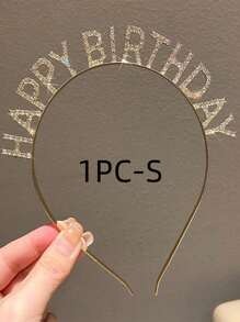 1 Cerchietto decorato con strass a forma di lettera, cerchio per capelli dorato, adatto per feste di compleanno
