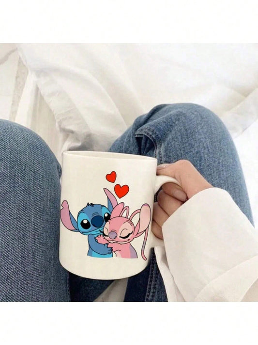 Tazza in ceramica con motivo divertente e carino di Stitch, tazza per latte o acqua, tazza da caffè portatile in ceramica a bocca larga