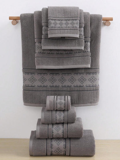 1 pezzo 100% Cotone Salvietta da bagno/Salvietta per il viso/Asciugamano da bagno con bordo in raso, assorbente e morbida, salvietta da ospite di stile elegante, decorazione bagno di alta qualità