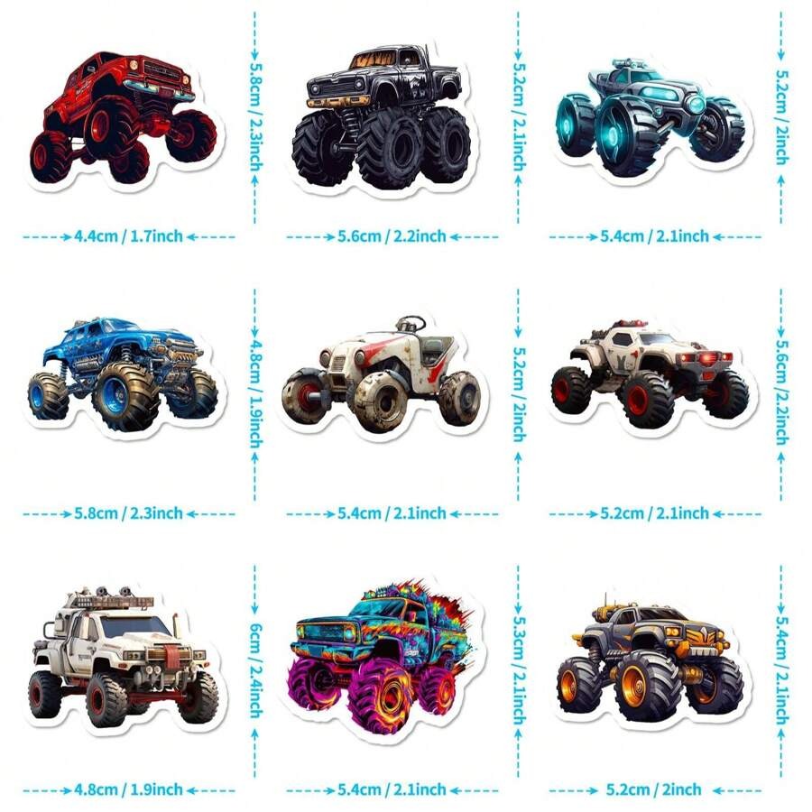 50 pezzi fumetto veicoli adesivi , compreso macchine , camion , mostro camion , graffiti Decalcomanie per styling auto