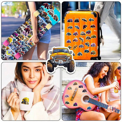 50 pezzi fumetto veicoli adesivi , compreso macchine , camion , mostro camion , graffiti Decalcomanie per styling auto