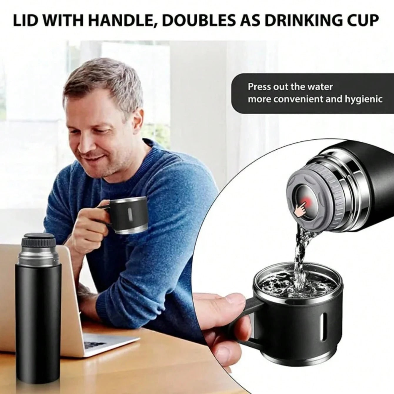 Set di in acciaio inossidabile, tazza termica isolata da 500 ml/16,9 once, bottiglia isolata sottovuoto a doppia parete