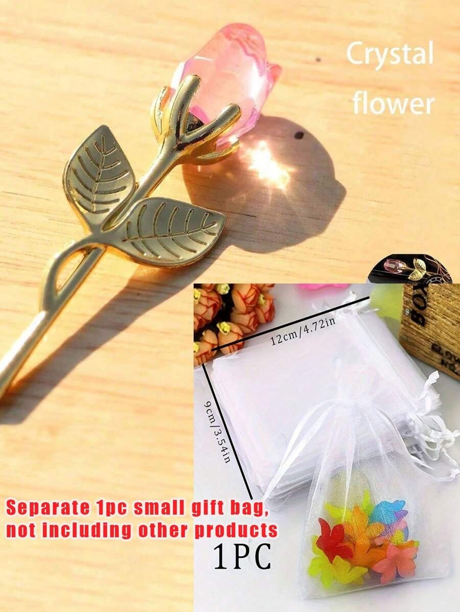 1 pezzo Rosa di vetro in miniatura con fiore di cristallo artificiale, confezione regalo di cristallo mini, fiore di rosa artificiale rosso per regalo di donne, feste, matrimoni, decorazione da ufficio e casa