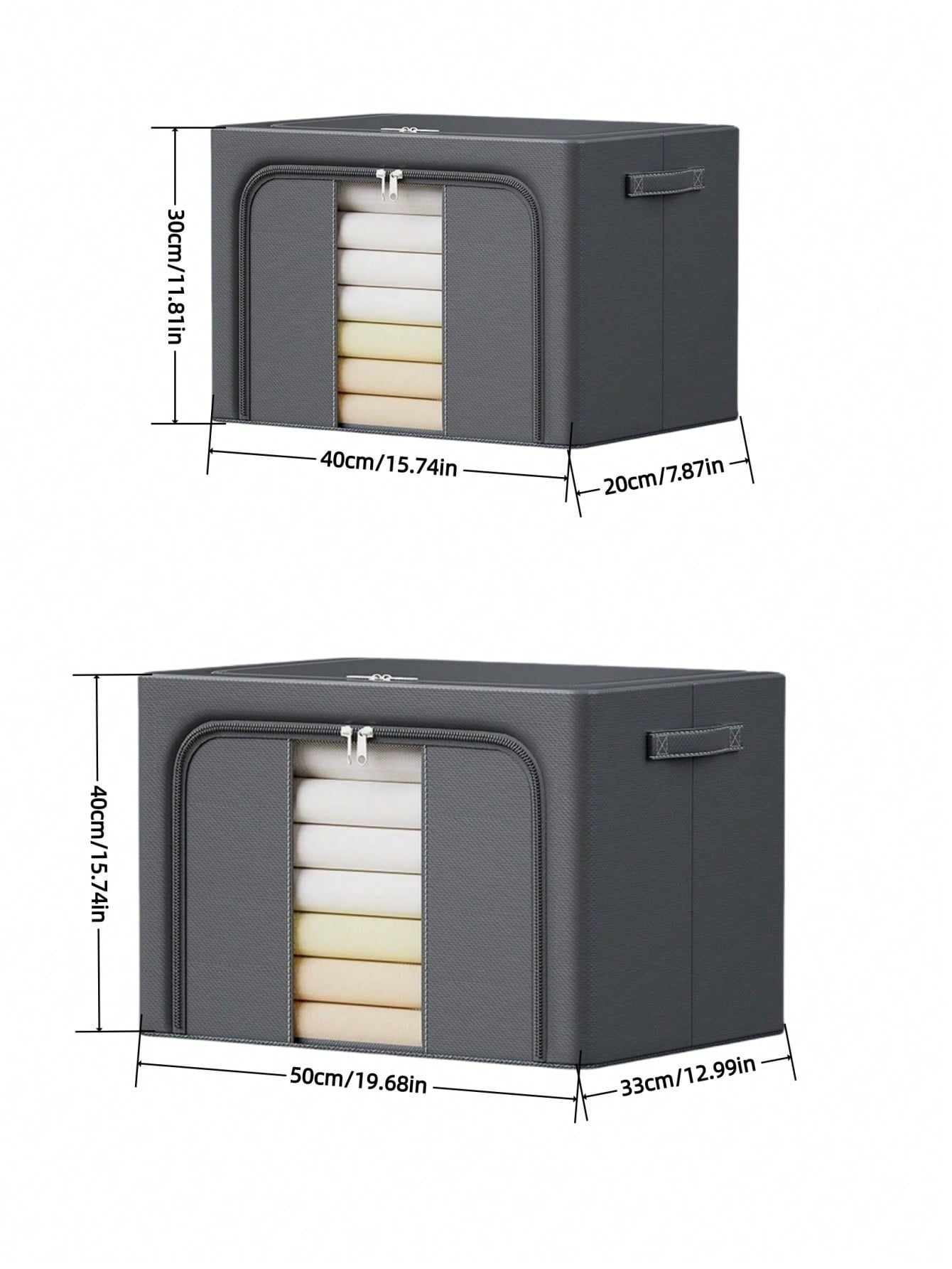 Scatola portaoggetti con cerniera per vestiti, cesta di grande capacità per indumenti, coperte, trapunte, giocattoli, organizer per armadi domestici, organizer salvaspazio per armadio, camera da letto, casa, dormitorio, accessori camera da letto