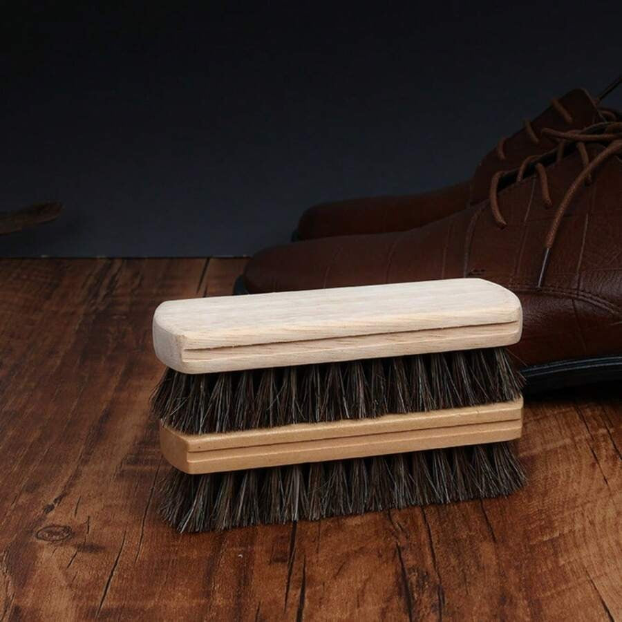 spazzola di alta qualità in setole di cavallo, oliata e lucida, per rimuovere la polvere, spazzola in pelle morbida per scarpe, setole in legno massello, resistente, non danneggia il crino, adatta per lucidare