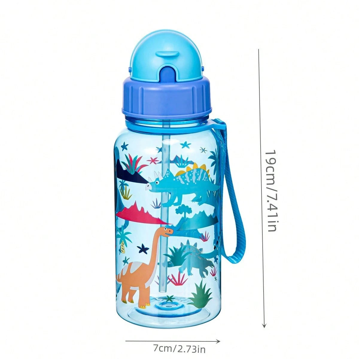 Borraccia da 500ml con stampa di cartoni animati carini, con cannuccia, a prova di perdite, facile da pulire e con manico per il trasporto, adatta per la scuola