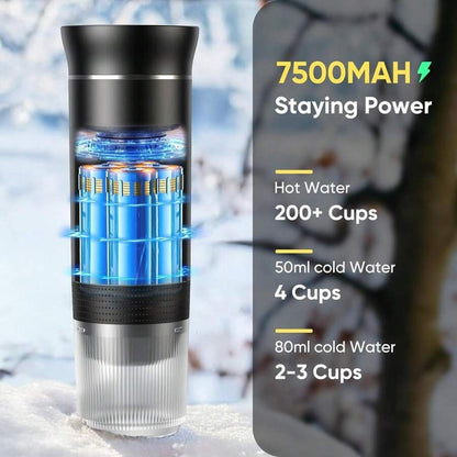 Macchina per caffè espresso elettrica portatile, macchina da caffè da campeggio, macchina da caffè per auto con funzione di auto-riscaldamento, interfaccia USB-C, adatta per macinare caffè e capsule NS, molto adatta per camper