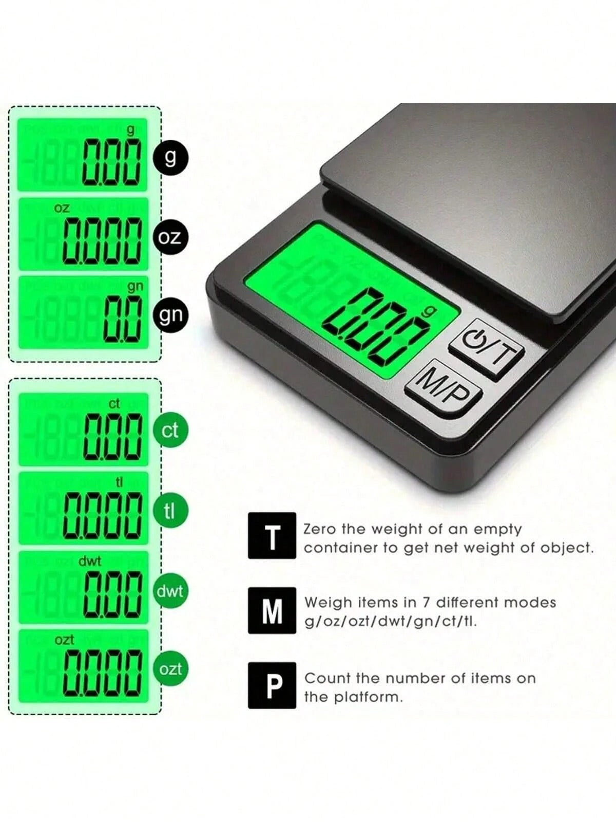 Bilancia da cucina digitale di precisione con display LCD retroilluminato | Bilancia multiuso in acciaio inossidabile robusta, per panificazione, cucina, caffè e gioielli | Conversione istantanea once/grammi, funzione Tara (batterie incluse)