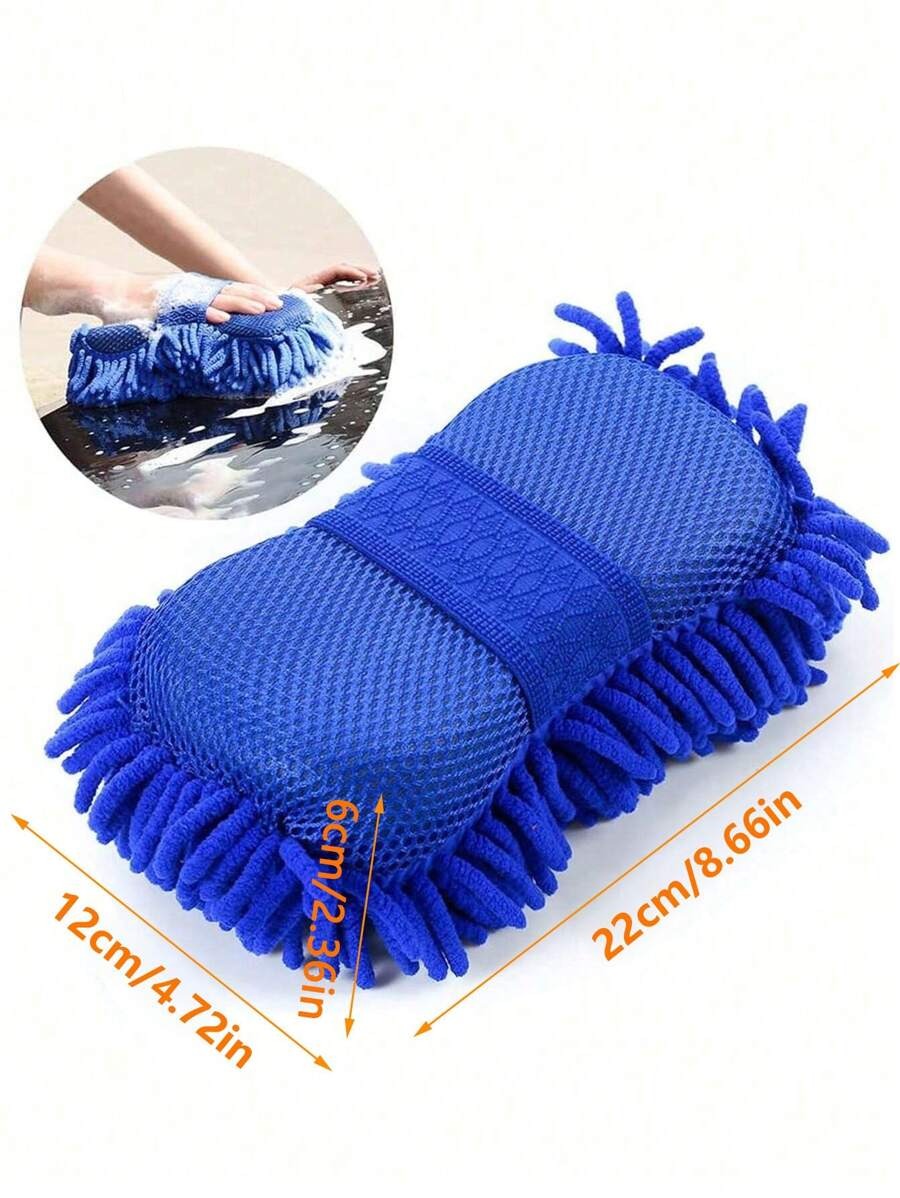 1 pezzo, Spugna-guanto in microfibra di chenille morbida per lavare automobili e motocicli, per una pulizia efficiente e assorbimento dell'acqua