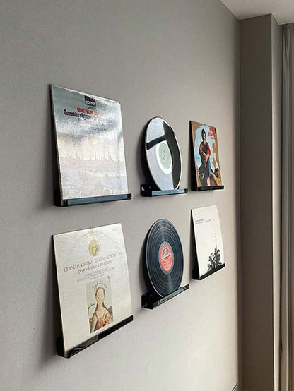 Mensola da parete in acrilico per esposizione di dischi in vinile, riviste, foto, libri